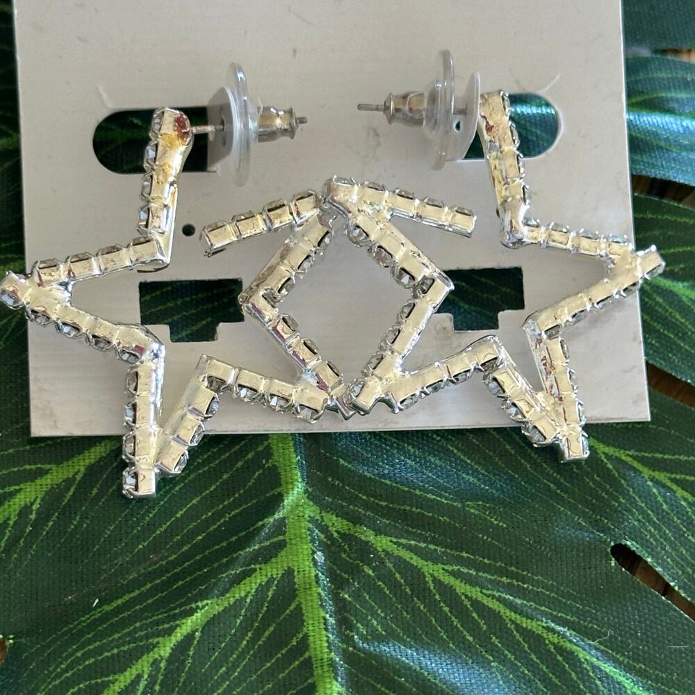 BOGO FREE CRYSTAL STAR EARRINGS HOOPS